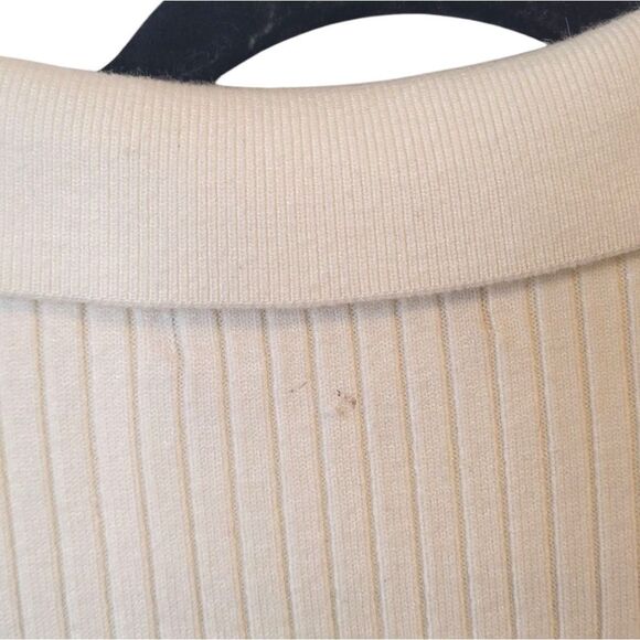 o.p.t. Cream Ribbed Polo Long Sleeve Blouse Size S - Picture 5 of 7